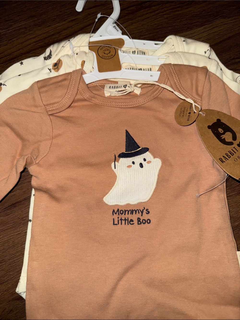 Rabbit Bear Organic NWT Long-Sleeve One-Piece Bodysuit Mommy's Little 3 pack - Picture 2 of 4